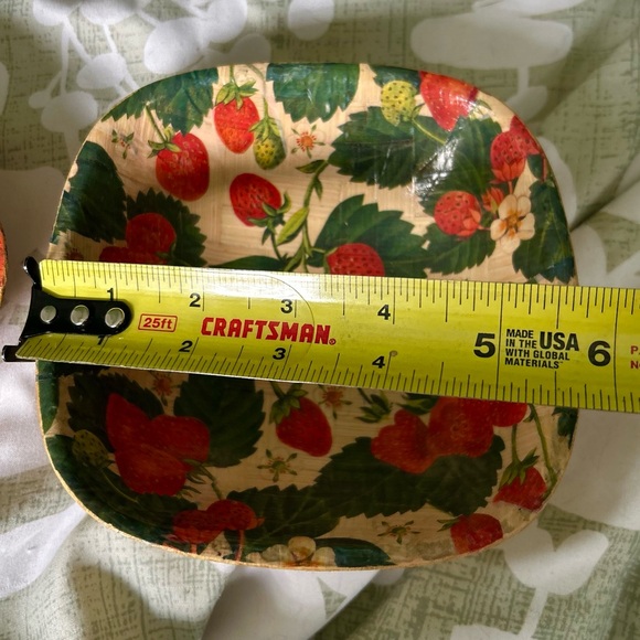 VTG Cottagecore Strawberry Vines Field Cottagecore Bamboo Made Bowls Set of 2 - Picture 10 of 11